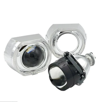 2.5 Palcový Mini Bi Xenon Hid Projektor Objektív DRL LED Biela Angel Eyes Strieborné Kryty Fit H4 H7 Retrofit Auto montážna sada Demon Eyes