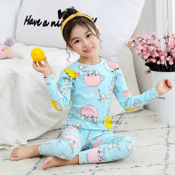 Bavlna s Dlhým Rukávom, Baby, Dievčatá Oblečenie Chlapčenské Pyžamo Deti Cartoon Pyžamo Sady Baby Sleepwear Deti Pyžamá pre Dievčatá Odev