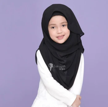 2020 Islamskej deti hlavu krytie baby girl Moslimských vnútorné šifón hijabs Veľkosť: 2T-12T