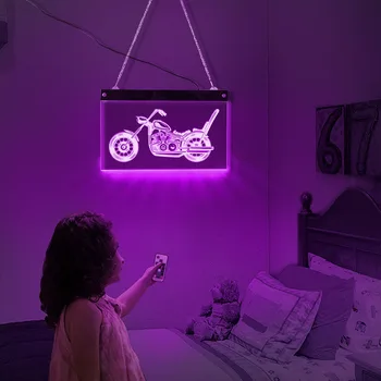 Vintage Motocykel Garáž Doska LED Neon Znamení Retro Motorke Vozidla, Prepravu, LED Osvetlenie Steny Výzdoba Cyklistov Pretekárov Darček