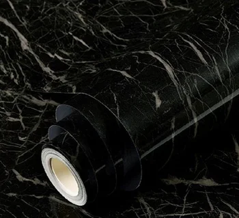 Čierne hladké mramoru tapety nepremokavé PVC abstraktných de parede 3d tapety domova a kuchynský stôl