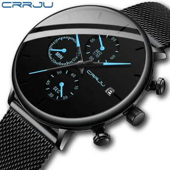 Pánske Hodinky CRRJU Quartz Hodinky Unisex Ultra Tenké Módne Náramkové hodinky Luxusné Nepremokavé Chronograf Zobrazenie Dátumu Oka Pásu Hodiny