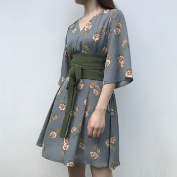 Francúzske Retro Kvetinový Žena Letné Šaty Žien kórejská Verzia Temperament tvaru Šaty 2020 Dlho Vestidos De Fiesta Šaty