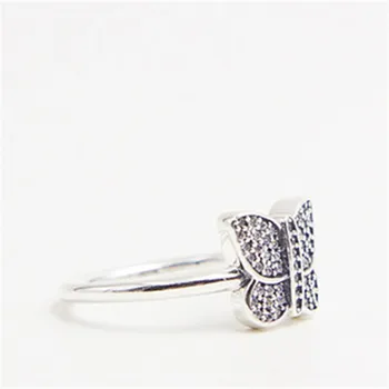 CC S925 Strieborné Prstene Pre Ženy Parure Motýľ Romantické Svadobné Šperky z Bieleho Zlata Farba Svadobné Zásnubný Prsteň CC725