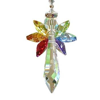 Rainbow Anjel Crystal Suncatcher Farebné Prívesok Závesné Dekorácie pre Auto Domov I88