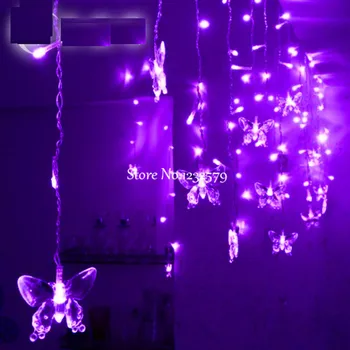 Biela/Modrá/RGB/Teplá biela Motýľ LED Záves String Svetlá Pásy Festival Dovolenku Svadobné Girlandy 4m 100 SMD EU/US/UK/AU