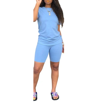 Dvojdielne Candy Farby ženské Oblečenie-Krátke rukávy, Posádky Krku T-shirt Tesný Šortky Jednoduchý Štýl Tepláková súprava Oblečenie