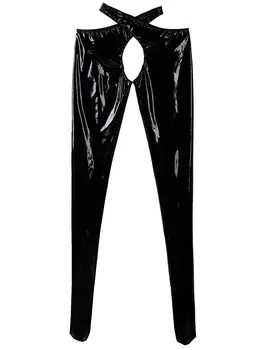 Iiniim Dámske Dámy Latex Kostýmy Patent Kožené Nohavice Exotické Nohavice Crotchless Otvoriť Bultt Rozkroku Sissy Bielizeň Clubwear