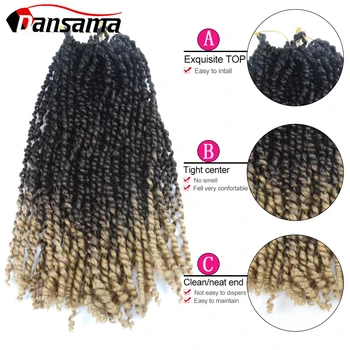 DANSAMA 16Inch Vášeň Jar Twist Vlasy Syntetické Pletenie HairSpring Bomba Háčkovanie predlžovanie Vlasov Pre Ženy Čierna
