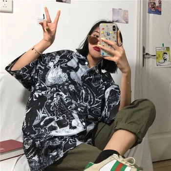NiceMix gotický blúzka kórejský streetwear tričko ženy blúzky wild plus veľkosť oblečenie vintage 2020 nové dámske letné top košele