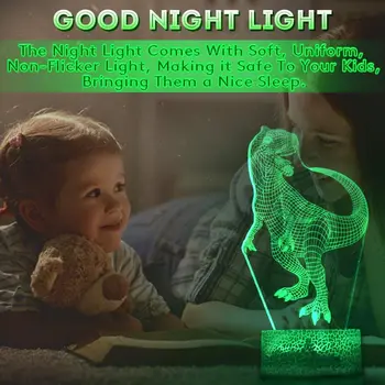 LED Detí Dinosaura Nočné Svetlo s dotykový snímač Nočné stolíky pre spálne 16 farieb, stolná lampa pre deti Nový Rok Darček