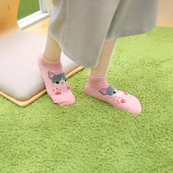 5pairs Nové Módne Cartoon Ženy Ponožky kawaii zvierat Členkové Ponožky Farebné Ponožky Bežné Bavlna Harajuku Šťastné Vianočné Ponožky