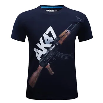 Značku Oblečenia S-6XL 3D T-shirt Mens Hot 2017 Lete Zbraň AK47 Vytlačené T-shirts Mužov Bavlna Bežné Krátky Rukáv T shirt Homme