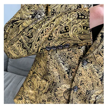Smoking formálne oblečenie slim sako pánske luxusné paisley kvetinový vzor, fantázie sako nočný klub tanečné mens príležitostných sako