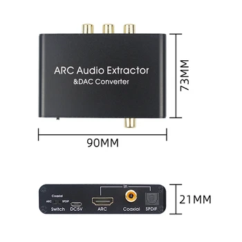 192KHz ARC o Adaptér HDMI o Extractor Digitálneho na Analógový signál o Prevodník DAC SPDIF Koaxiálny RCA, 3.5 mm Jack Výstup