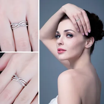JPalace Infinity Snubné Prstene 925 Sterling Silver Krúžky pre Ženy Stohovateľné Výročie Krúžok Večnosti Kapela Striebro 925 Šperky