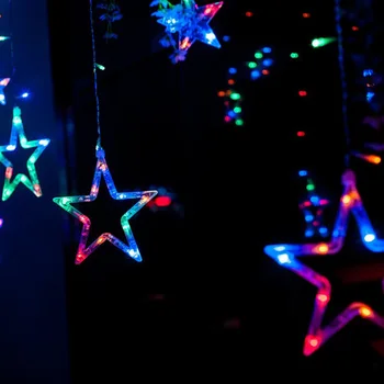 Nový 12 Christmas star LED Reťazec Vianoce Čisté Svetlá Víla Xmas Party Záhrada Svadobné Dekorácie, Záclony Svetlá Chvost vkladanie
