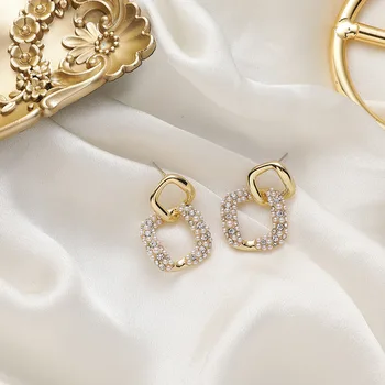 Náušnice pre Ženy 2020 Nové Módne Temperament Crystal Pearl Štvorcové Náušnice Šperky Veľkoobchod