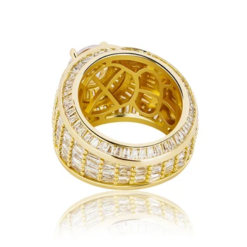 TOPGRILLZ Hip Hop Bageta Klastra CZ Krúžok Kvalitné Biele Zlato Bling Bling Ring Módne Luxusné Šperky Darček Mens Krúžok