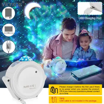 Hviezdne Nebo Projektor LED Moon Star Projektor Svetlo Batériou Napájaný Nabíjateĺnou Deti detský Domov Spálňa Nočné Svetlo Darček