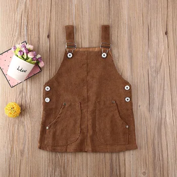 2020 Detské Oblečenie 0-5T Batoľa Detský Baby Girl Mini Retro Šaty Popruh Menčestrové Šaty na Traky Pevné Nohavice