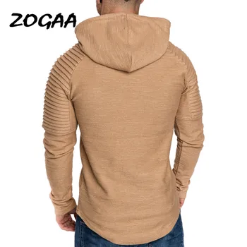 2020 Mužov slim v pevnej farby s kapucňou dlhým rukávom t-shirt prekladané plece rukáv spp Európskych a Amerických zahraničného obchodu mužov