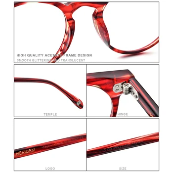 HEPIDEM Acetát Optické Okuliare Rám Ženy 2020 Nový Vintage Okrúhle Okuliare Mužov Krátkozrakosť, Predpis Okuliarov, Okuliare 9113