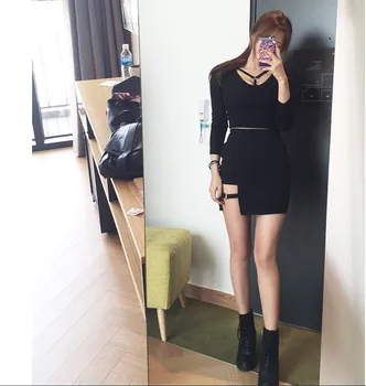 Letné Módy Harajuku kórejský Štýl Black Hip Sukne Sexy Vysoký Pás Bodycon Krátke Sukne Nepravidelný Micro Mini sukne gotický