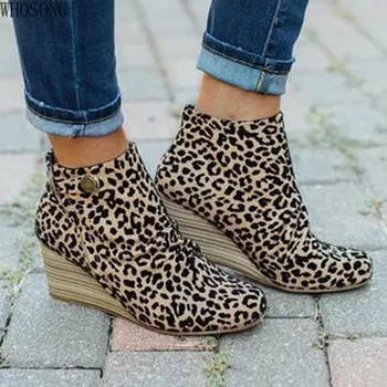 2020 nové zimné udržať v teple dámske topánky Plus veľkosť 35-43 kožené topánky semiš úsek členková obuv ženy hrubé vysoké podpätky, topánky