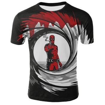 Fulian Anime Hrdinovia Deadpool 3D Vytlačené T-shirt Mužov a Deti T-shirt Wade Deadpool T-shirt