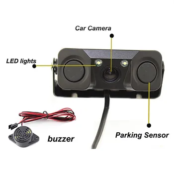 Nočné Videnie Kamery Monitor 2led Auto parkovacia Kamera S Radarom Parkovací Senzor, Auto Príslušenstvo, Auto Backup, S Monitorom Fotoaparátu