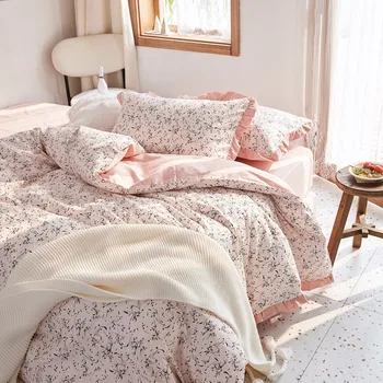 Bavlnená posteľná bielizeň Sady Twin Kráľovná King size Perinu Byt/montované plechové Drobné Kvety