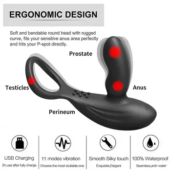 Muž Masáž Prostaty Vibrátor S Penis Krúžok Análny Sex Hračky Pre Mužov Vibrador homme Bezdrôtové Diaľkové Vibračný Análny Plug Zadok Plug