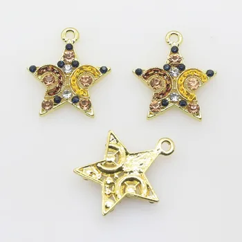 LKERAN 10pcs/veľa Star-tvarované pre golden, crystal Smalt Prívesok Charms DIY Kovové pracky Remesiel Dekorácie, Šperky, Doplnky