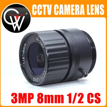 HD 3.0 Megapixel IČ CCTV Objektív 8 mm Objektív, CS 3MP pre HD Bezpečnostné Kamery F2.0 Formát Obrazu 1/2