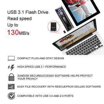 SanDisk CZ430 Mini USB 3.1 Flash Disk 128 GB 64 GB 32 GB, 16 GB Pero Jednotky Drobné kl ' úč Memory Stick pamäťové Zariadenia Flash