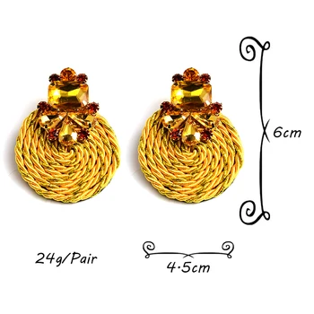 Nový Dizajn Gold Crystal Handmade Náušnice Vysokej Kvality, Módnych Drahokamu Kolo Príslušenstvo Šperky Pre Ženy