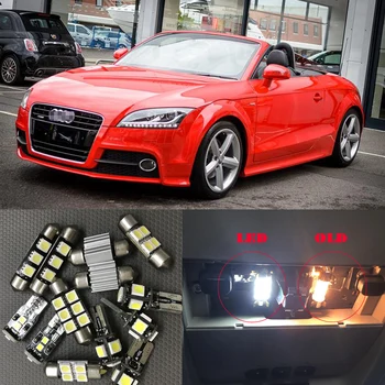 12pcs Biela, Canbus LED Žiarovky Osvetlenie Interiéru Auta Pre 2008-2012 Audi TT MK2 Mapu batožinového priestoru Rukavice Políčko špz Svetlá na Čítanie