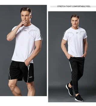 Muži Bežné Nastaviť Sportwear Fitness Sady módne Letné Krátke Sleeve T-Shirt Šortky Sady Muž Športové Tepláky