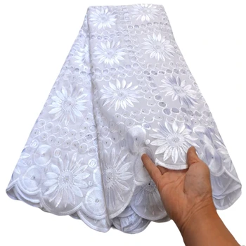 Biela bavlna švajčiarskej čipky materiál swiss voile čipky vo švajčiarsku dubaj textílie 2020 vysokej kvality afriky suché textílie, čipky 5 metrov
