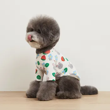IN horúca jeseň a v zime jahody bunny vesta teplý pes roztomilé mäkké zamat pet oblečenie klesnutie tričko