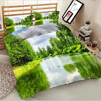 WOSTAR bavlnená posteľná bielizeň nastaviť luxusný bytový textil perinu nastaviť a Obliečky na vankúš bielizeň Lesných stromov scenérie