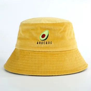 Avokádo Menčester Vedierko Hat Pre Ženy Výšivky Ovocie Zimné Panamský Klobúk Dievča Kpop Široký Okraj Jar Jeseň Turistika Sun Hat Klobúk