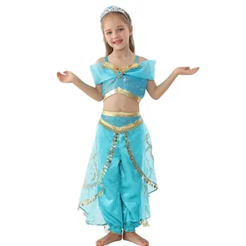 Jasmine Aladdin Princezná Šaty Pre Dospievajúce Dievča Cosplay Kostým Halloween Dieťa Do Strany Zamaskovať Obrad Dieťa Boutique elza súbory na 8 10 TON