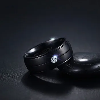 Meaeguet Titánu Cubic Zirconia Snubné Prstene Pre Mužov Black Rock Punk Prstene Zásnubné Príslušenstvo Šperky Anel