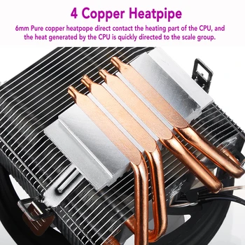 4 Heatpipes 120mm CPU Chladič LED RGB Ventilátor pre Intel LGA 1155/1151/1150/1366 AMD Procesor cpu ventilátora