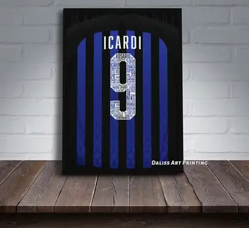Plátno Icardi Inter Milan Home Obrázky Jersey Dekorácie, Obrazy Plagát HD Vytlačí Wall Art Modulárny Obývacia Izba Rámovanie