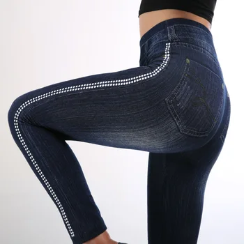 Nohavice Bezšvíkové Legíny Jeans Pre Ženy Vysoký Pás Chudá Push Up Ceruzkou Nohavice Plus Veľkosť S-3XL Tvárny Slim Nit nohavice