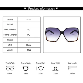 2020 Módne Ženy Nadrozmerné Okuliare Značky Dizajnér Veľké Rámom Slnečné Okuliare pre Ženy Trendy Odtieň s Gradient Šošovky, UV400