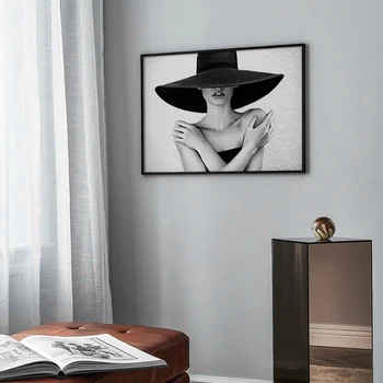 Módy Sexy Pery Čierne Biele Plátno Plagáty Nordic Vytlačí Obrazy Žien Wall Art Obrazy Pre Moderné Obývacia Izba Domova